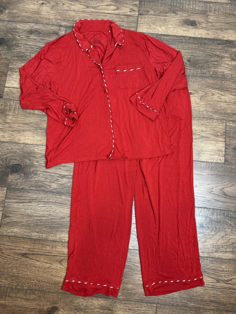 Little Sleepies Red Candy Cane Pajama PJ Set Women’s Large Shirt Pants Holiday
